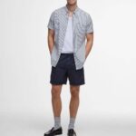 BARBOUR MEN'S CRESSWELL SEERSUCKER REGULAR SHORT-SLEEVED SHIRT NAVY - Image 4