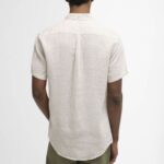 BARBOUR MEN'S LINTON LINEN SHORT-SLEEVED TAILORED SHIRT MIST - Image 2