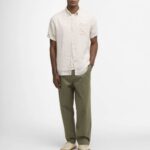 BARBOUR MEN'S LINTON LINEN SHORT-SLEEVED TAILORED SHIRT MIST - Image 3