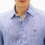 TOMMY HILFIGER MEN'S LINEN BENGAL STRIPE SHIRT WEDGE BLUE/ STRIPE - Image 4