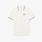 LACOSTE MEN'S CLASSIC FIT POCKET ACCENT L.12.12 POLO SHIRT WHITE WITH NAVY BLUE DETAILS - Image 2