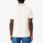 LACOSTE MEN'S CLASSIC FIT POCKET ACCENT L.12.12 POLO SHIRT WHITE WITH NAVY BLUE DETAILS - Image 3