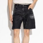 DSQUARED2 MEN'S BLACK ‘MARINE' DENIM SHORTS