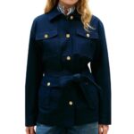 TOMMY HILFIGER WOMEN'S COTTON GOLD BUTTON FIELD JACKET DARK NIGHT NAVY
