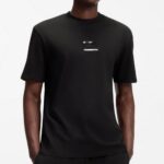 HUGO MEN'S COTTON-JERSEY T-SHIRT WITH TORTOISESHELL LOGO PATCH BLACK