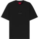 HUGO MEN'S COTTON-JERSEY T-SHIRT WITH TORTOISESHELL LOGO PATCH BLACK - Image 4