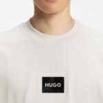 HUGO MEN'S COTTON-JERSEY T-SHIRT WITH TORTOISESHELL LOGO PATCH NATURAL - Image 2