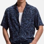 BOSS MEN'S RAYER_M SHORT SLEEVE SHIRT IN REGULAR FIT DARK BLUE