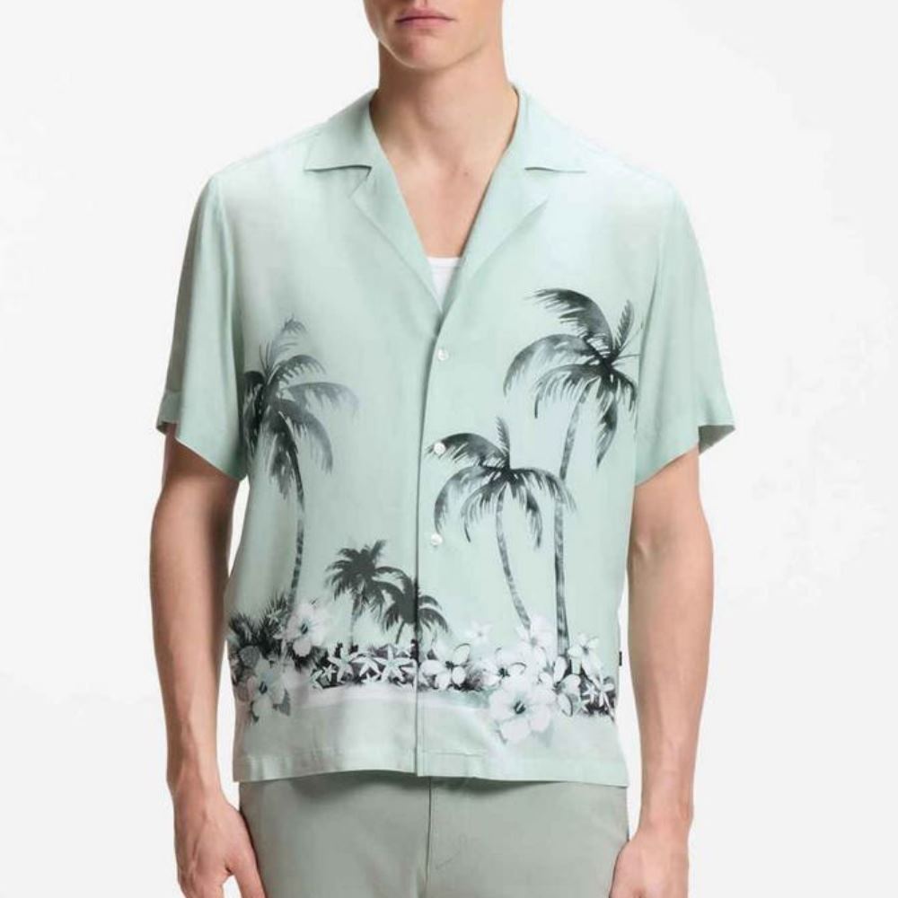 50559632-446-1 BOSS MEN'S RAYER_M SHORT SLEEVE SHIRT IN REGULAR FIT TURQUOISE/AQUA - Image 1