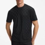 BOSS PORSCHE X BOSS RELAXED-FIT T-SHIRT IN COTTON JACQUARD BLACK