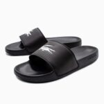 LACOSTE MEN'S CROCO DUALISTE SYNTHETIC LOGO STRAP SLIDES BLACK - Image 3