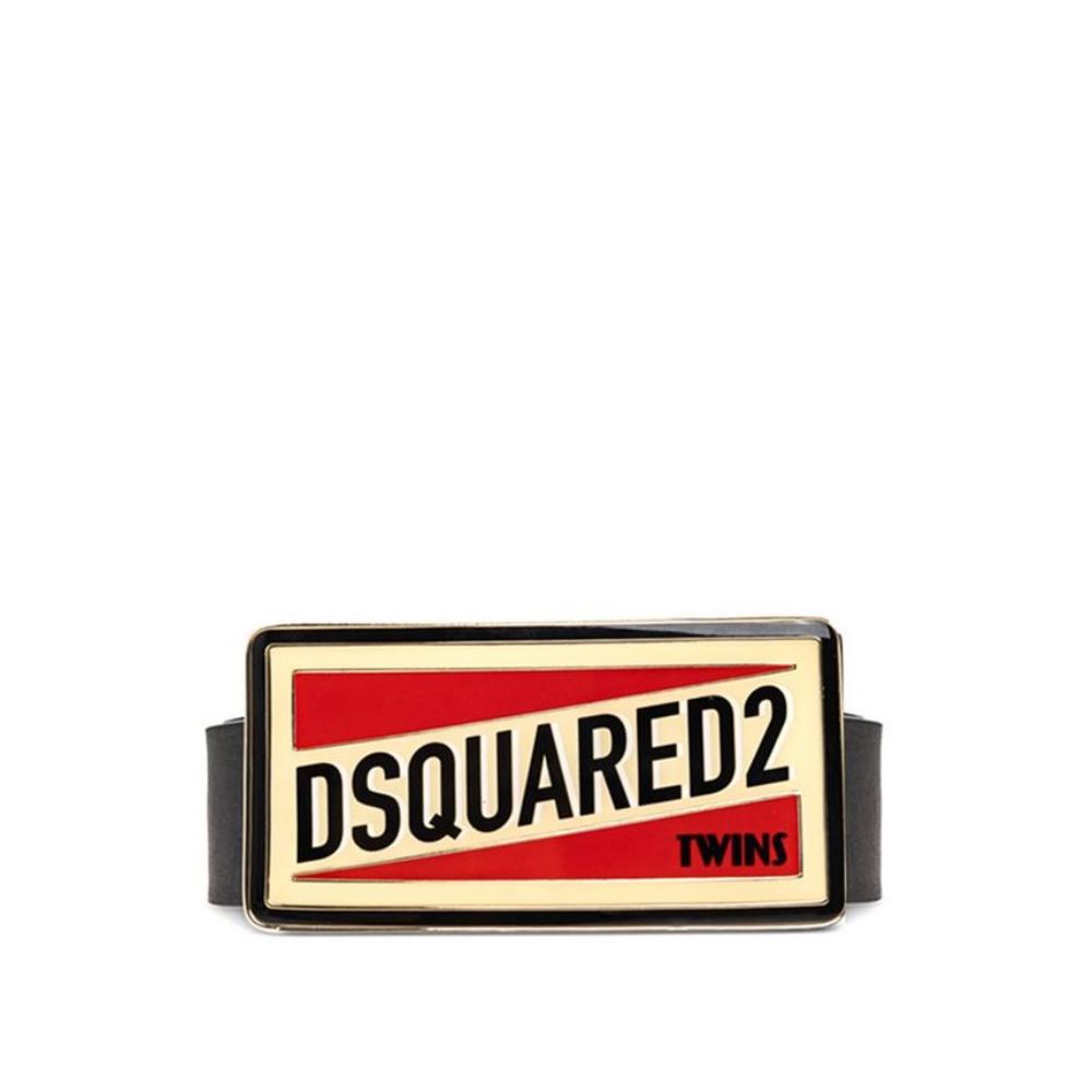 BEM0704-12900001-2124-1 DSQUARED2 MEN PLAQUE LOGO BELT BLACK - Image 1