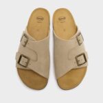 SCHOLL MEN'S DORIAN LEATHER SUEDE SLIPPERS DARK BEIGE - Image 2