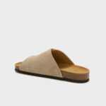 SCHOLL MEN'S DORIAN LEATHER SUEDE SLIPPERS DARK BEIGE - Image 4