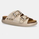 SCHOOL WOMEN'S FLORA TWO STRAPS CHUNKY LEATHER SUEDE OFF WHITE - Image 2