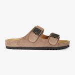 SCHOLL MEN'S WILL FLIPPERS LEATHER SUEDE TAUPE