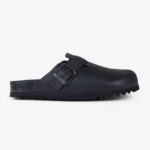 SCHOLL MEN'S OLIVIER  LEATHER CLOG BLACK