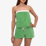 JUICY COUTURE WOMEN'S TERRY TOWELLING BANDEAU ROMPER PEPPE