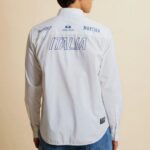 LA MARTINA MEN'S LONG SLEEVED POPLIN SHIRT ITALIA EDITION OPTIC WHITE - Image 2