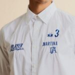 LA MARTINA MEN'S LONG SLEEVED POPLIN SHIRT ITALIA EDITION OPTIC WHITE - Image 3