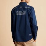 LA MARTINA MEN'S LONG SLEEVED POPLIN SHIRT ITALIA EDITION NAVY - Image 2