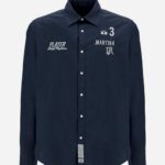 LA MARTINA MEN'S LONG SLEEVED POPLIN SHIRT ITALIA EDITION NAVY - Image 4