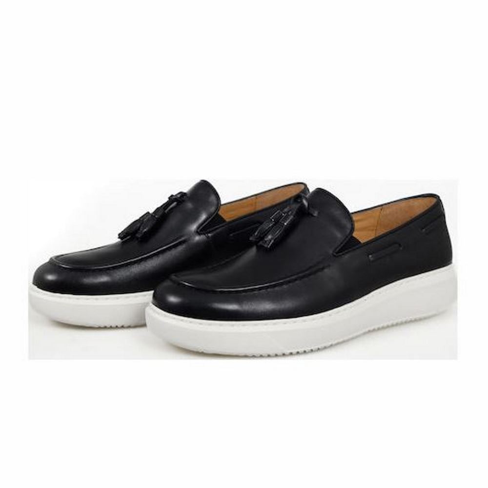 YO T25619-A.-1 VERSACE 1969 MEN'S LEATHER LOAFERS IN BLACK - Image 1